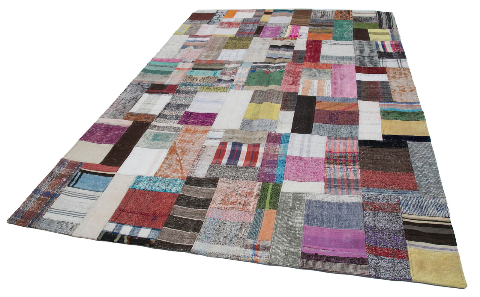 Handmade Patchwork Area Rug - Kirk Yama Grey Cotton Wool Carpet 6'7''x9'10''