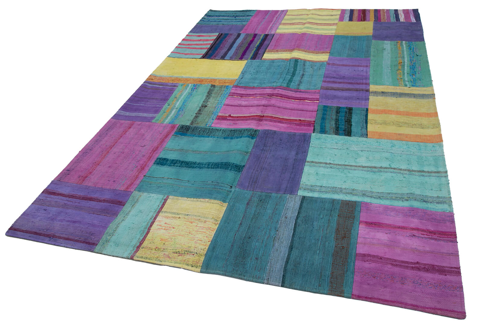 Handmade Patchwork Rug - Kirk Yama Grey Area Rug 6'7''x9'11'' Cotton Wool Carpet
