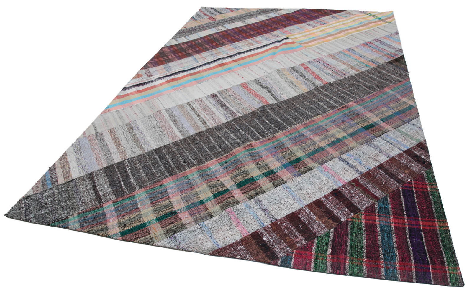 Handmade Patchwork Rug - Kirk Yama Grey Cotton Wool Area Rug 6'8" x 9'11"