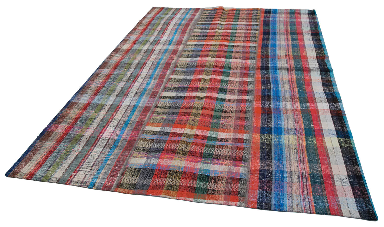 Handmade Patchwork Rug - Kirk Yama Grey Cotton Wool Vintage Area Rug 6'8''x9'4''