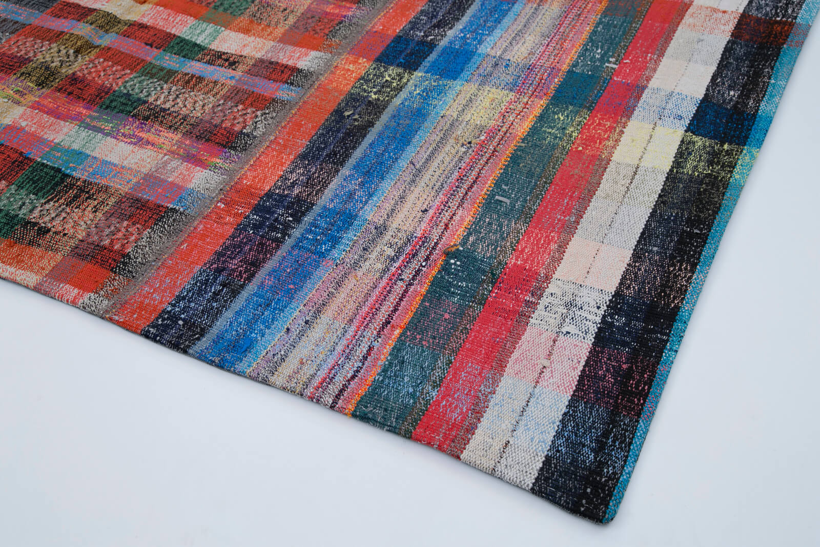 Handmade Patchwork Rug - Kirk Yama Grey Cotton Wool Vintage Area Rug 6'8''x9'4''