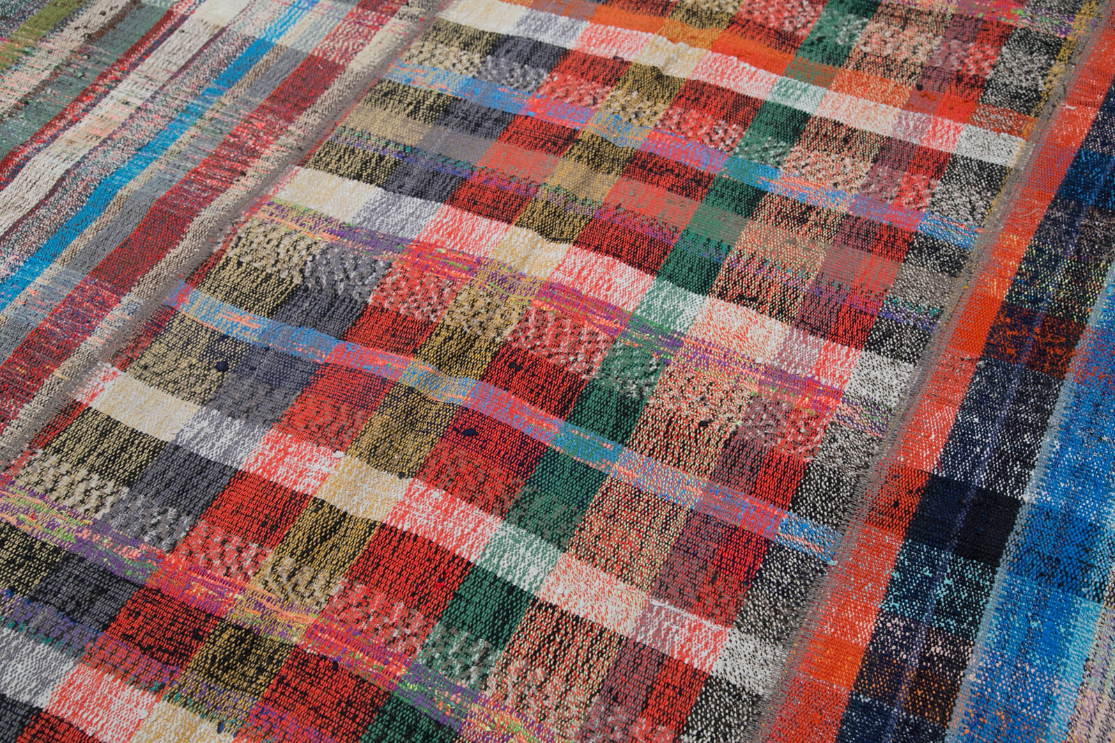 Handmade Patchwork Rug - Kirk Yama Grey Cotton Wool Vintage Area Rug 6'8''x9'4''