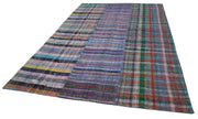 Handmade Wool Area Rug - Kirk Yama Grey Patchwork Cotton Wool Rug 6x9