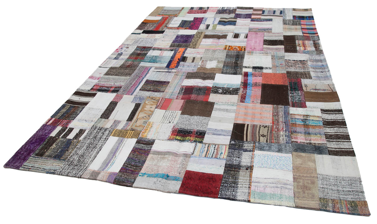 Handmade Patchwork Rug - Grey Cotton Wool 6x10 Area Rug | Durable Wool Carpet