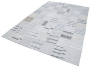 Handmade Area Rug - Beige Patchwork Cotton Wool Vintage Turkish Carpet 6'8''x9'10''