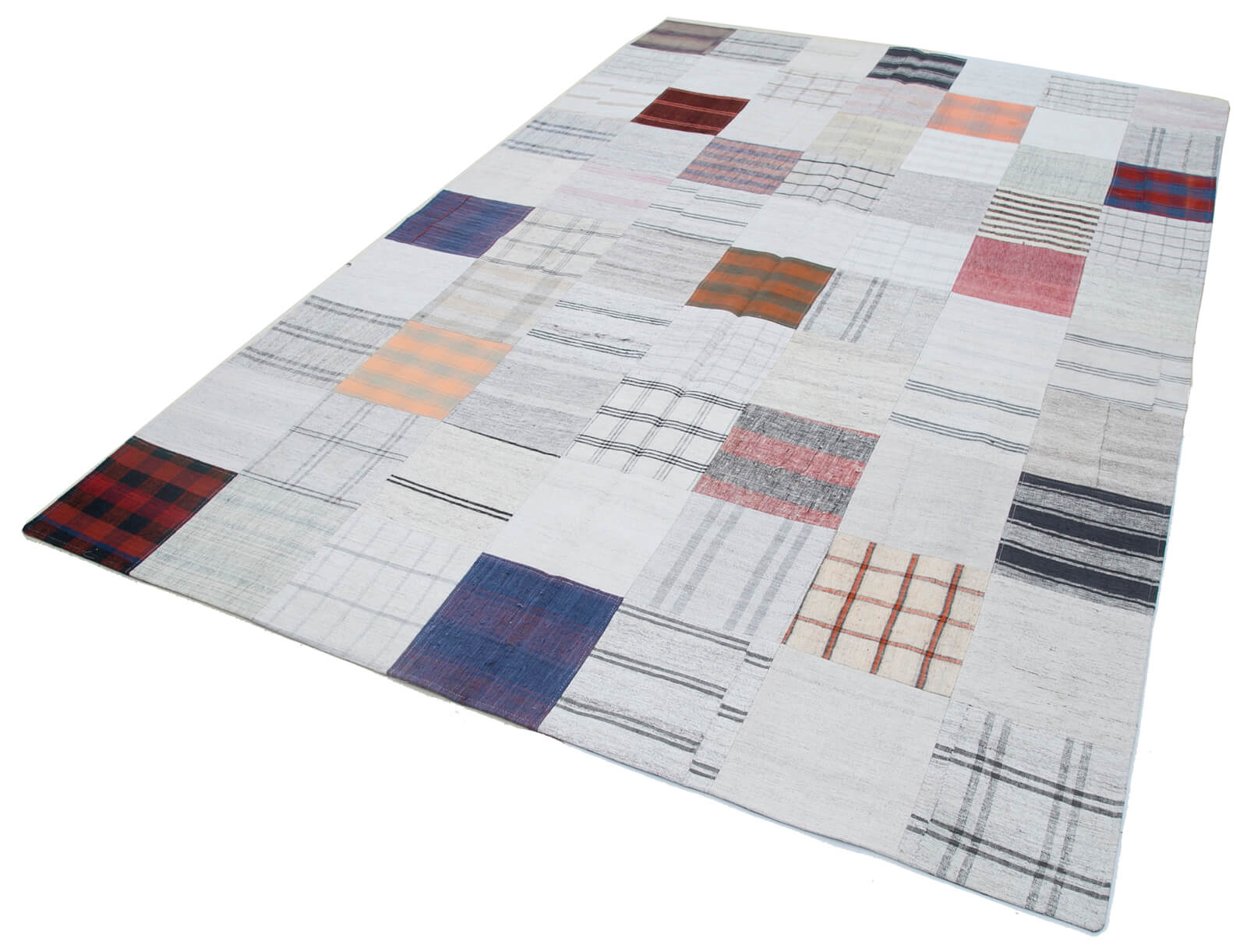Handmade Patchwork Rug - Kirk Yama Grey Cotton Wool Area Rug 6'7'' x 9'10''
