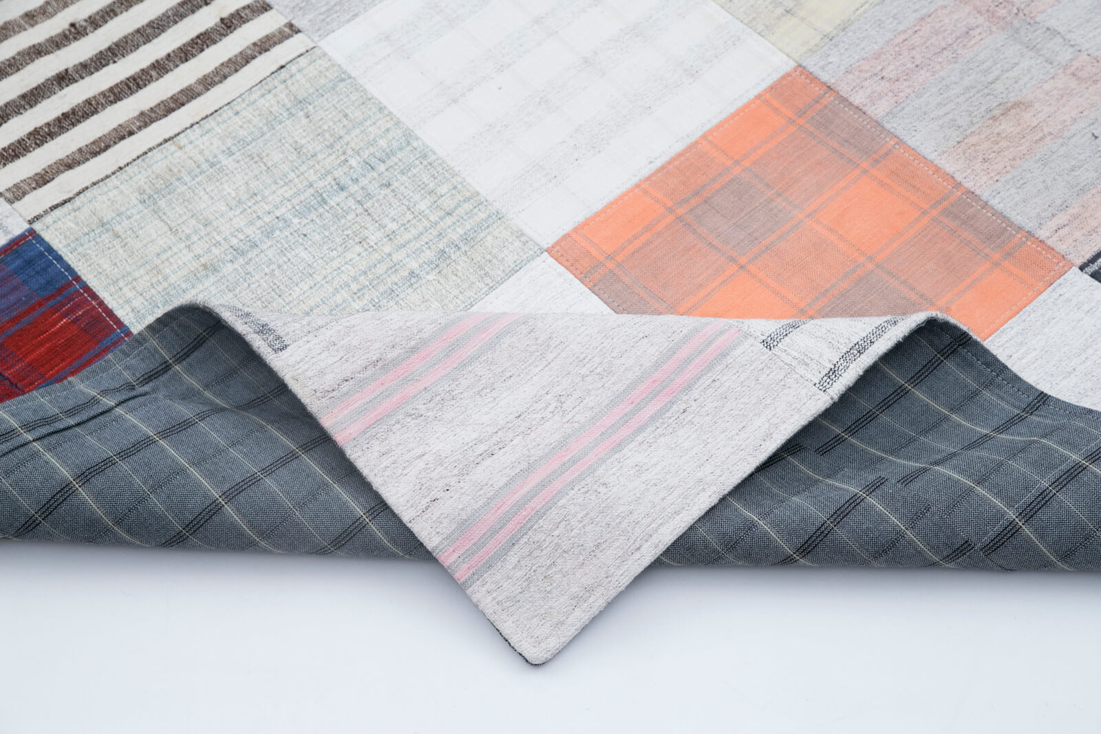 Handmade Patchwork Rug - Kirk Yama Grey Cotton Wool Area Rug 6'7'' x 9'10''