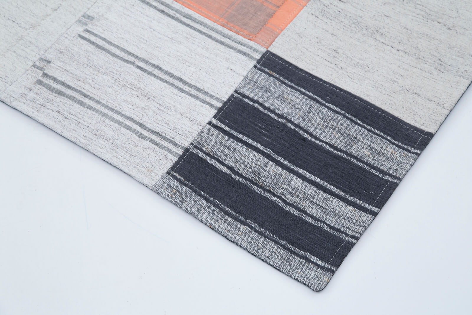 Handmade Patchwork Rug – Beige Patchwork Carpet 6'8''x9'10'' Cotton Wool Blend
