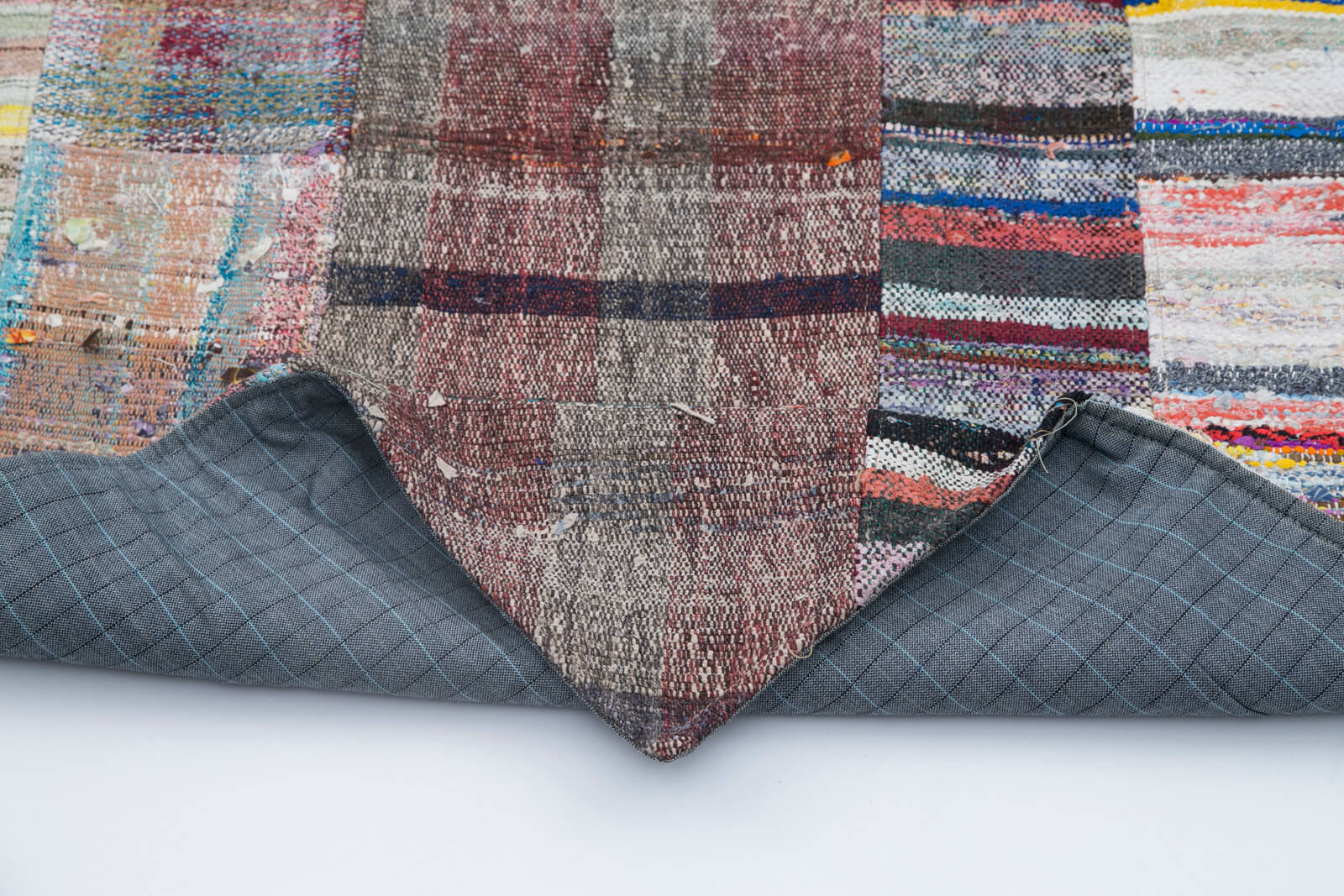 Handmade Wool Area Rug - Kirk Yama Grey Patchwork 6x10 Feet Rug Cotton Wool