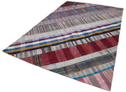 Handmade Wool Area Rug - Kirk Yama Grey Patchwork Cotton Wool Carpet 6'8''x10'