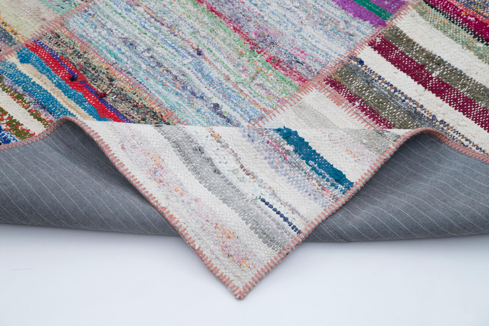 Handmade Patchwork Area Rug | Soft Wool Area Rug, Turkish Patchwork Carpet, Durable Cotton Carpet 6'5''x9'6''