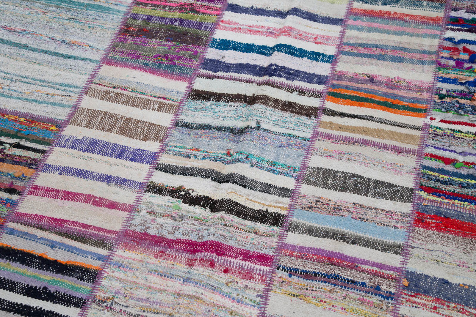 Handmade Wool Area Rug – Grey Patchwork Rug, Cotton Wool Carpet Blend 6'6''x9'6''