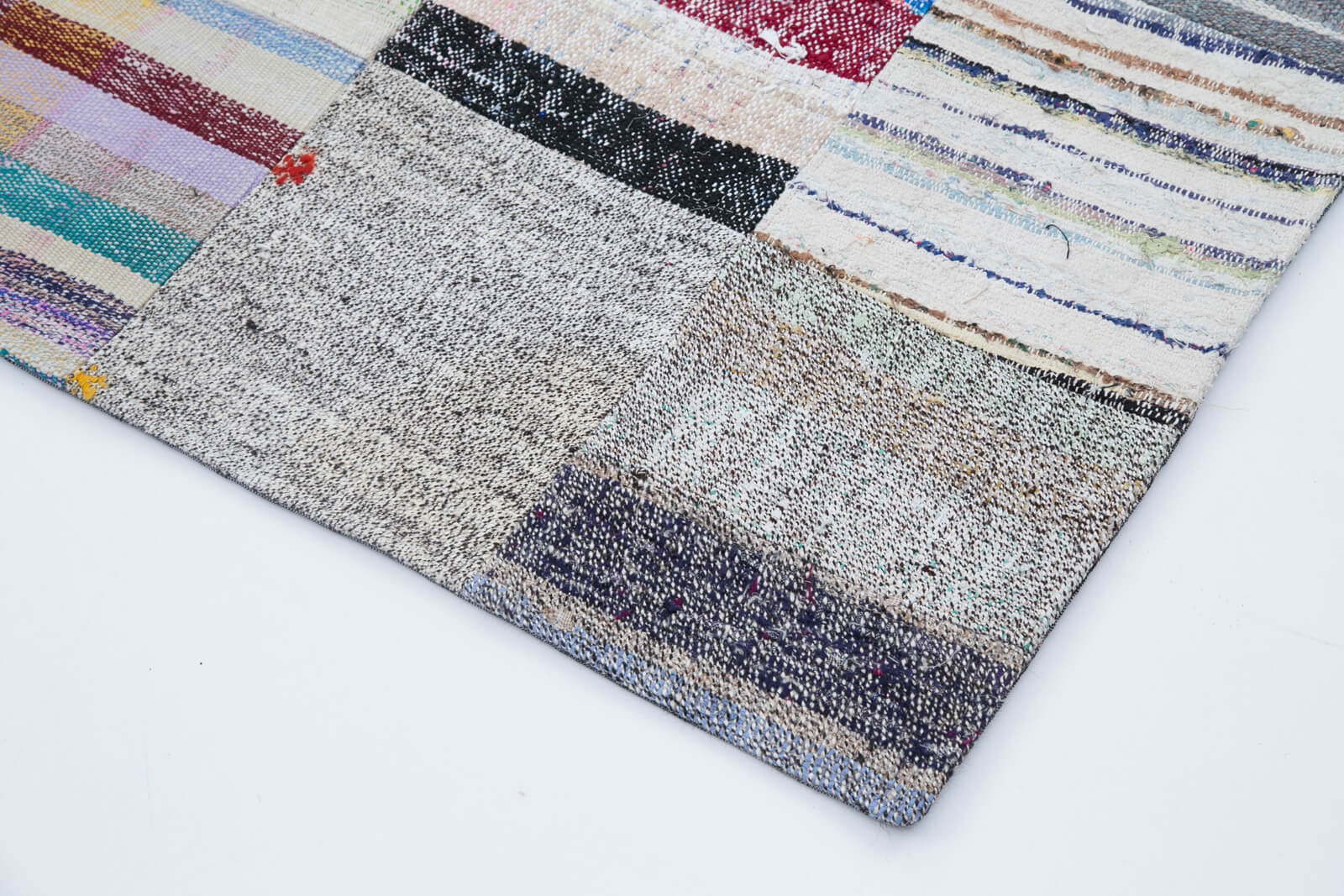 Handmade Patchwork Rug - Grey Patchwork Carpet 6x9 Feet Cotton Wool Rug