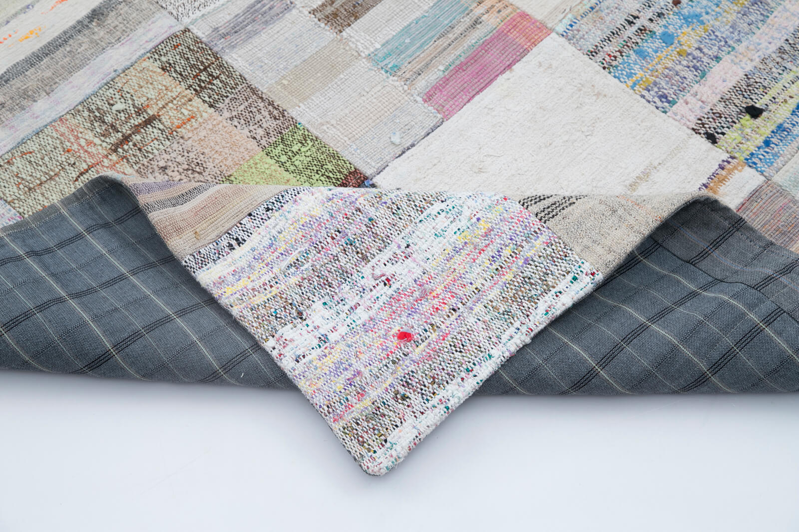 Handmade Patchwork Rug - Grey Patchwork Carpet 6x9 Feet Cotton Wool Rug