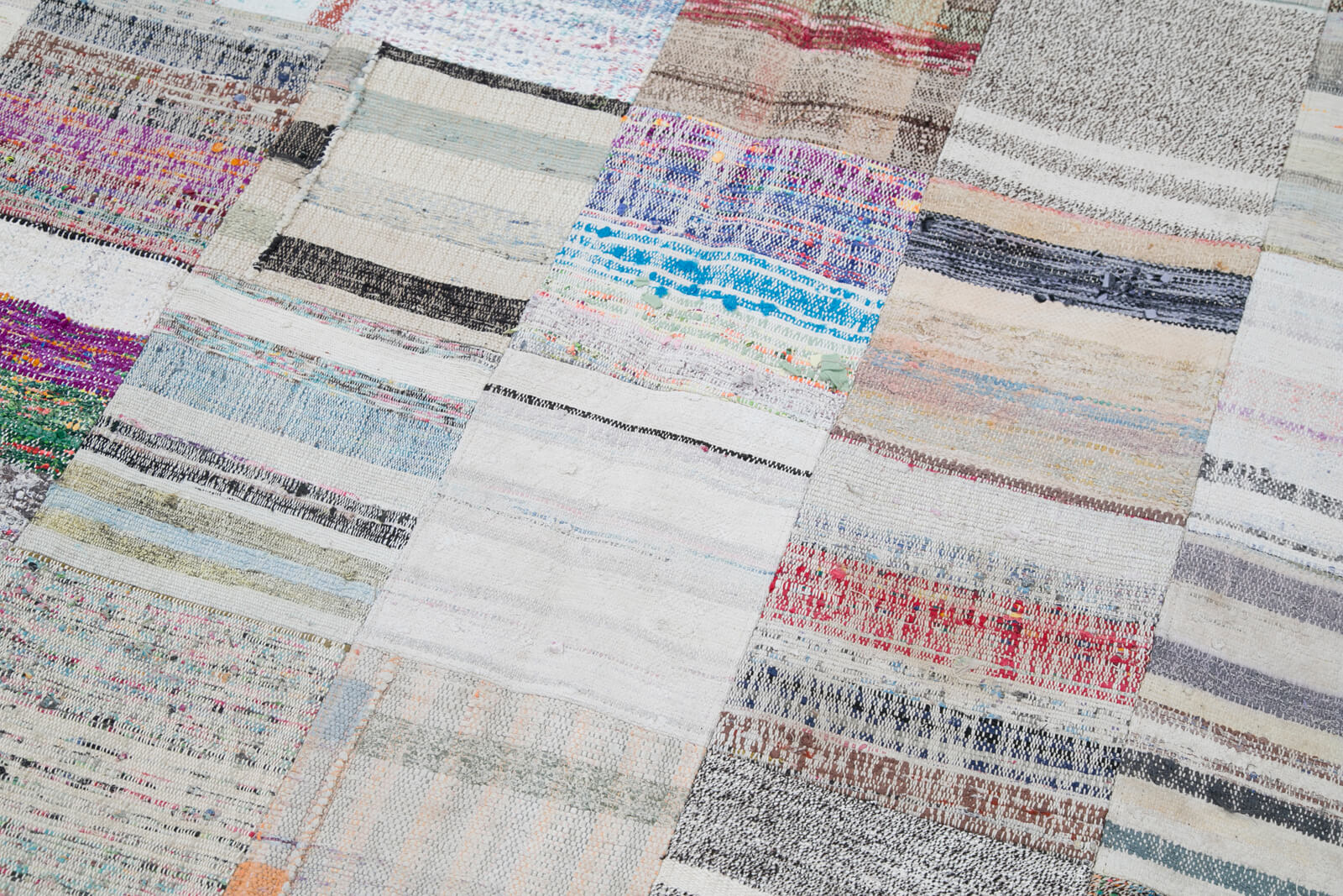 Handmade Patchwork Rug - Grey Patchwork Carpet 6x9 Feet Cotton Wool Rug