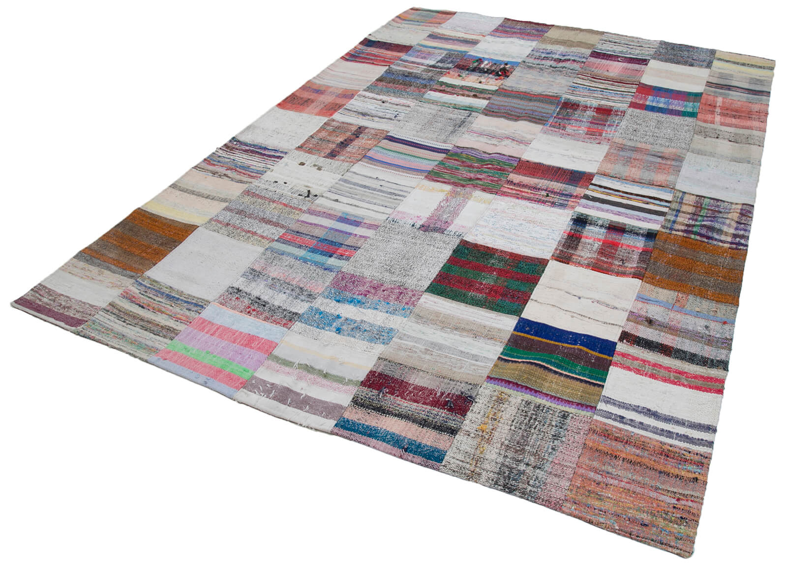Handmade Patchwork Rug - Kirk Yama Grey Cotton Wool Carpet 6'11''x9'10''