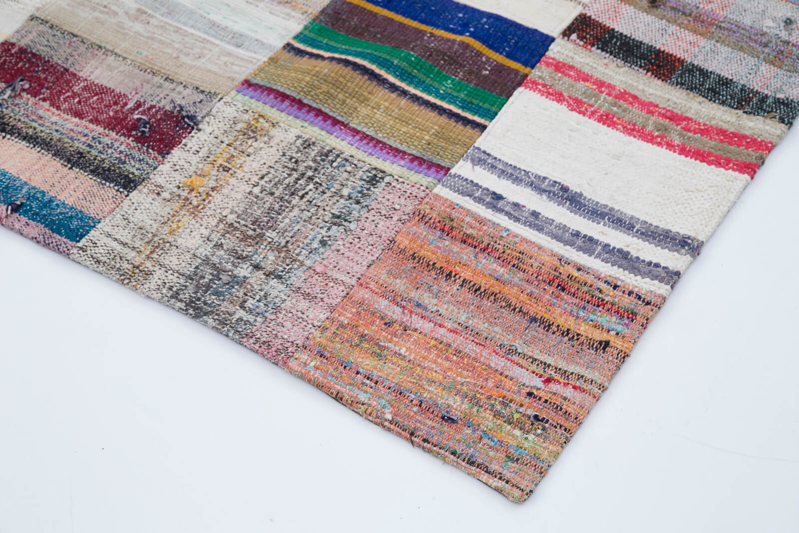 Handmade Patchwork Rug - Kirk Yama Grey Cotton Wool Carpet 6'11''x9'10''