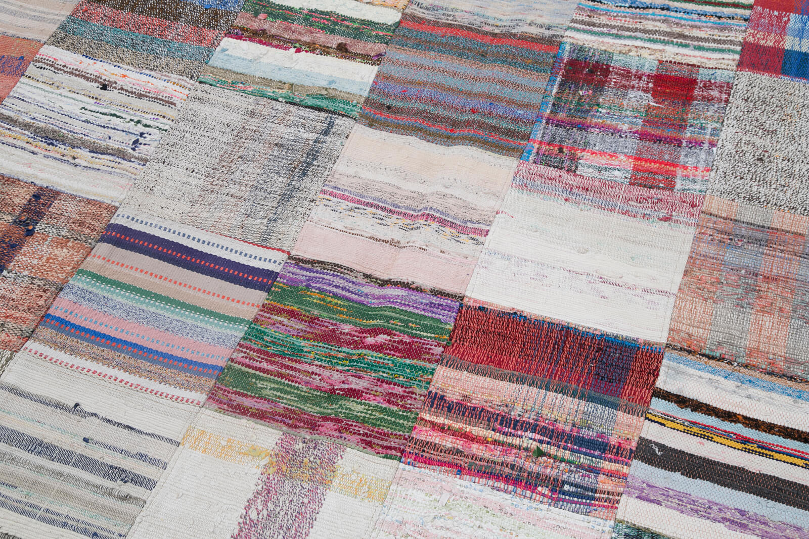 Handmade Patchwork Rug - Kirk Yama Grey Cotton Wool Carpet 6'11''x9'10''