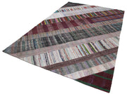 Handmade Area Rug - Kirk Yama Grey Patchwork Cotton Wool Carpet 6'7''x10'0''