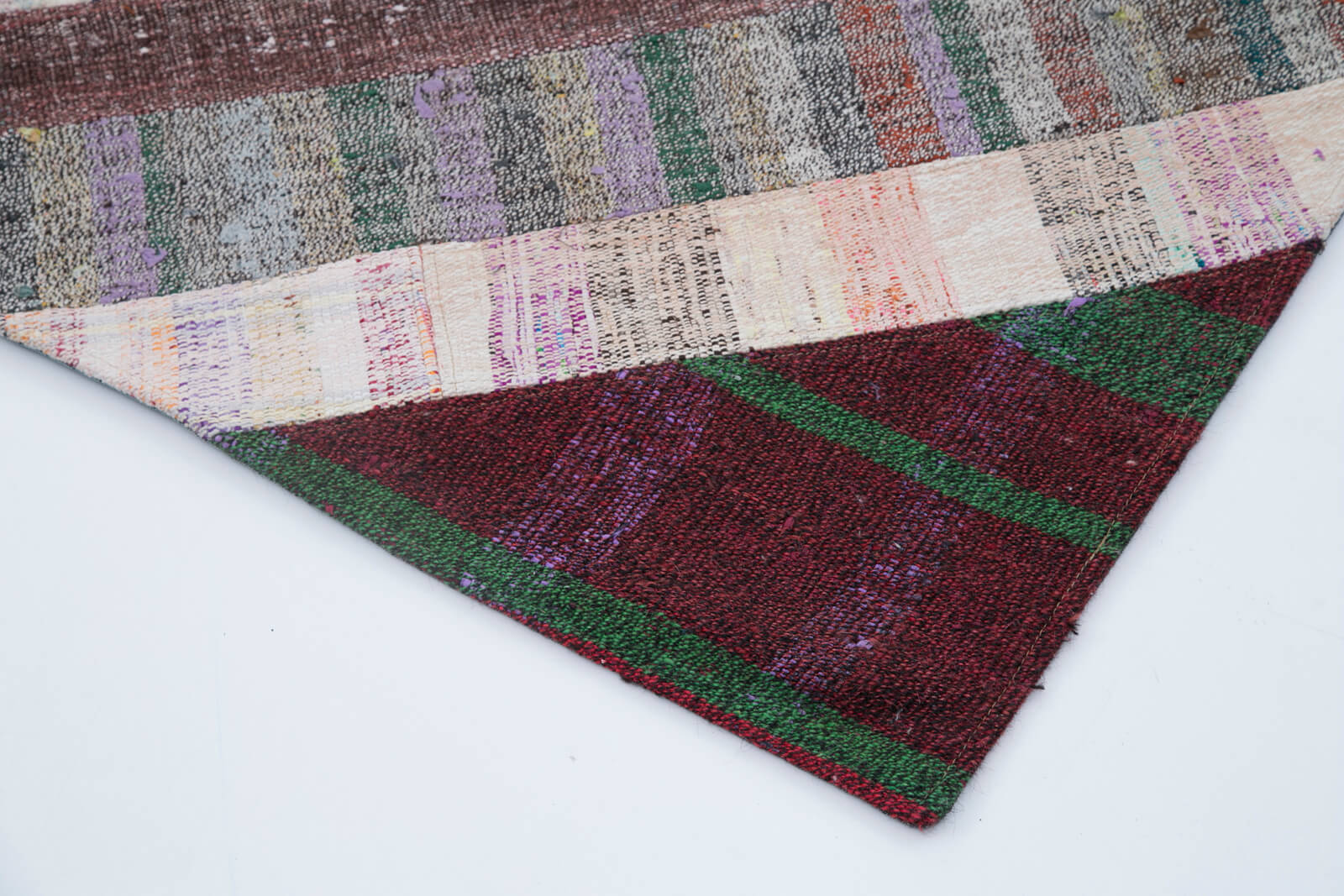 Handmade Area Rug - Kirk Yama Grey Patchwork Cotton Wool Carpet 6'7''x10'0''
