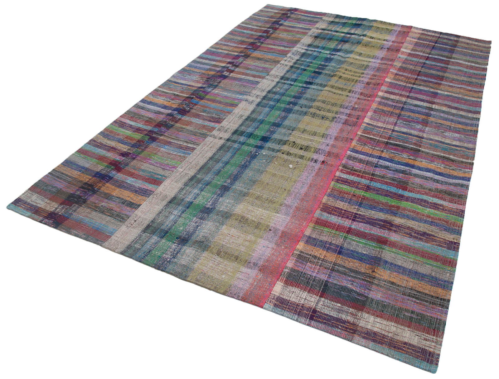 Handmade Patchwork Rug – Grey Area Rug Cotton Wool Carpet 6'7''x9'11''