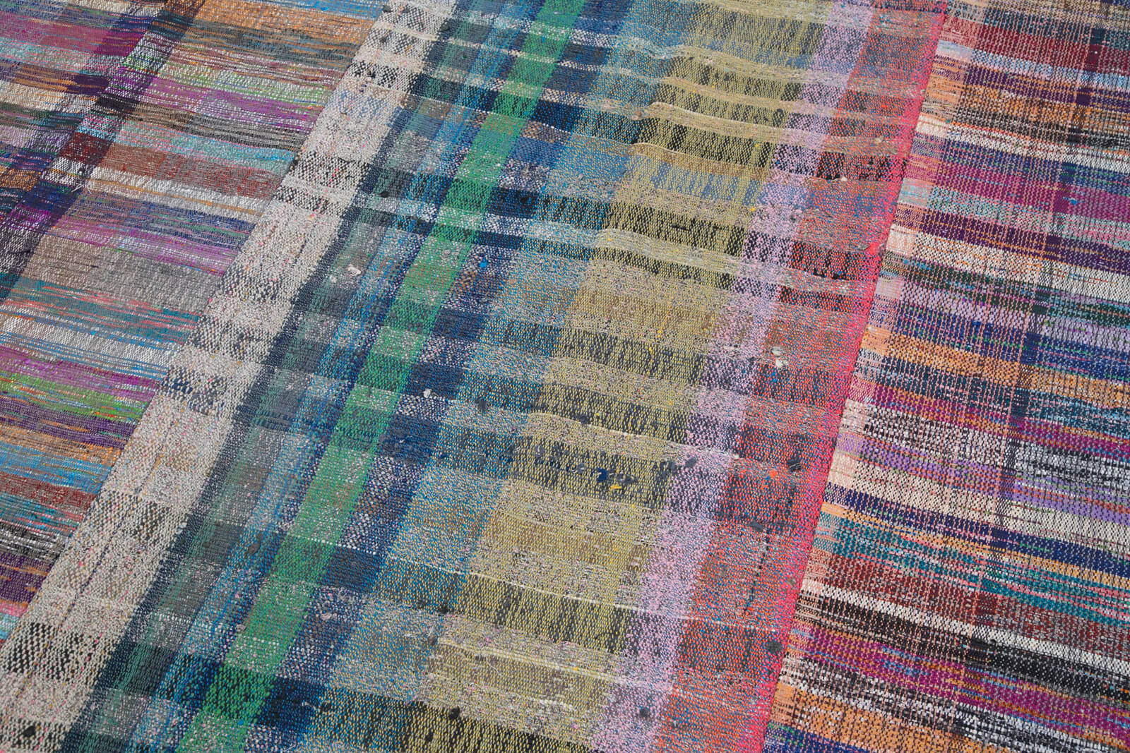 Handmade Patchwork Rug – Grey Area Rug Cotton Wool Carpet 6'7''x9'11''