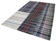 Handmade Patchwork Rug - Kirk Yama Grey Cotton Wool Vintage Area Rug 6'7''x9'10''