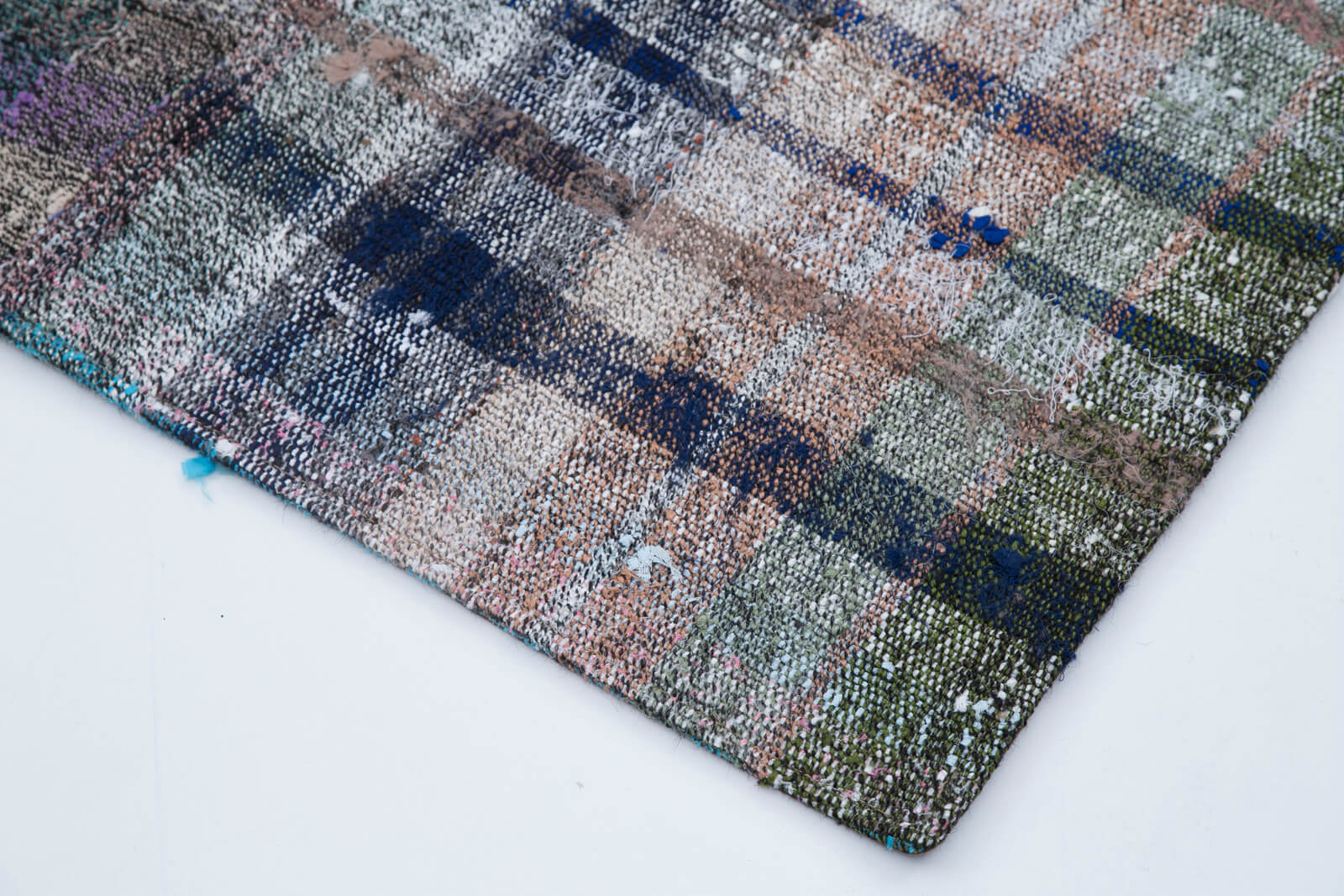 Handmade Patchwork Rug - Kirk Yama Grey Cotton Wool Vintage Area Rug 6'7''x9'10''