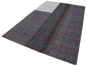 Handmade Wool Area Rug - Grey Patchwork Style Cotton Wool Carpet 6'7''x9'11''