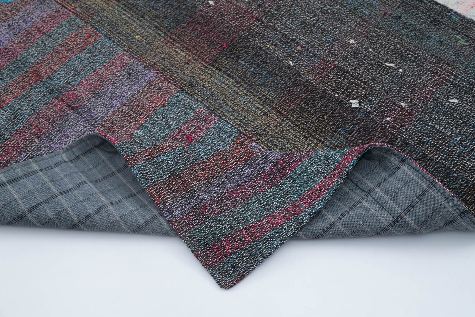 Handmade Wool Area Rug - Grey Patchwork Style Cotton Wool Carpet 6'7''x9'11''