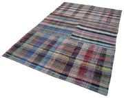 Handmade Patchwork Rug - Grey Cotton Wool Area Rug 5'11'' x 8'11'' | Artisan Woven Carpet