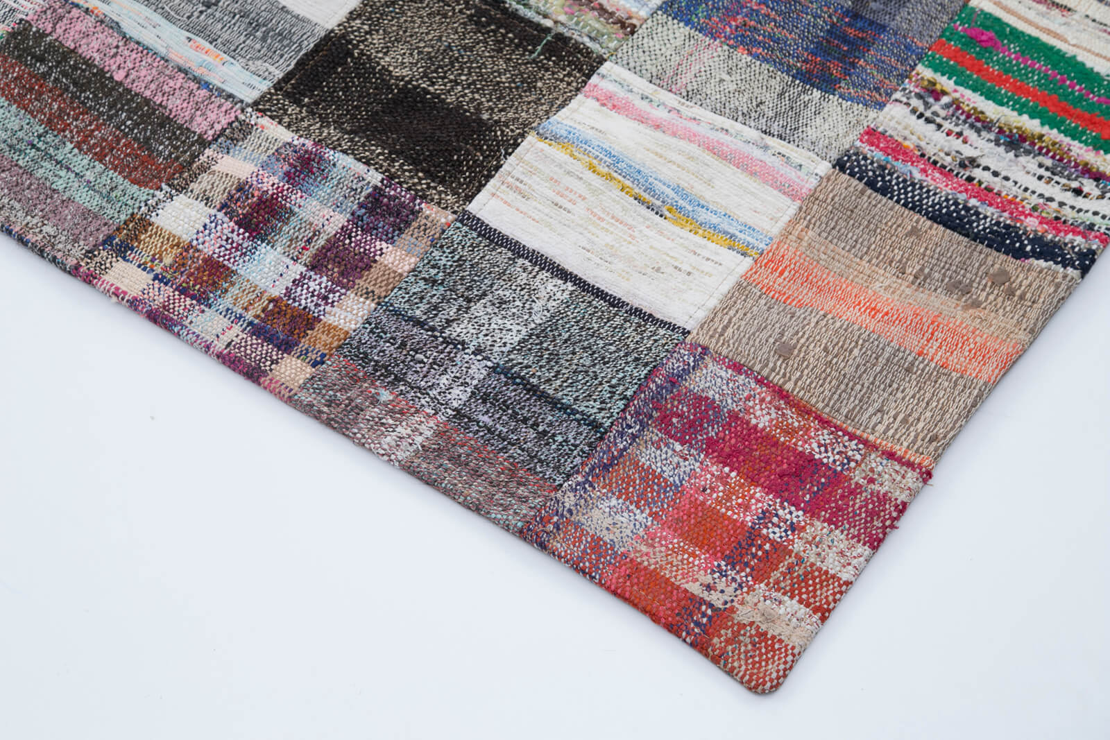Handmade Patchwork Rug - Kirk Yama Grey Cotton Wool Vintage Area Rug 7'11''x9'10''