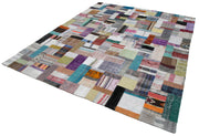 Handmade Patchwork Rug - Kirk Yama Grey Cotton Wool Area Rug 8'1''x9'11''
