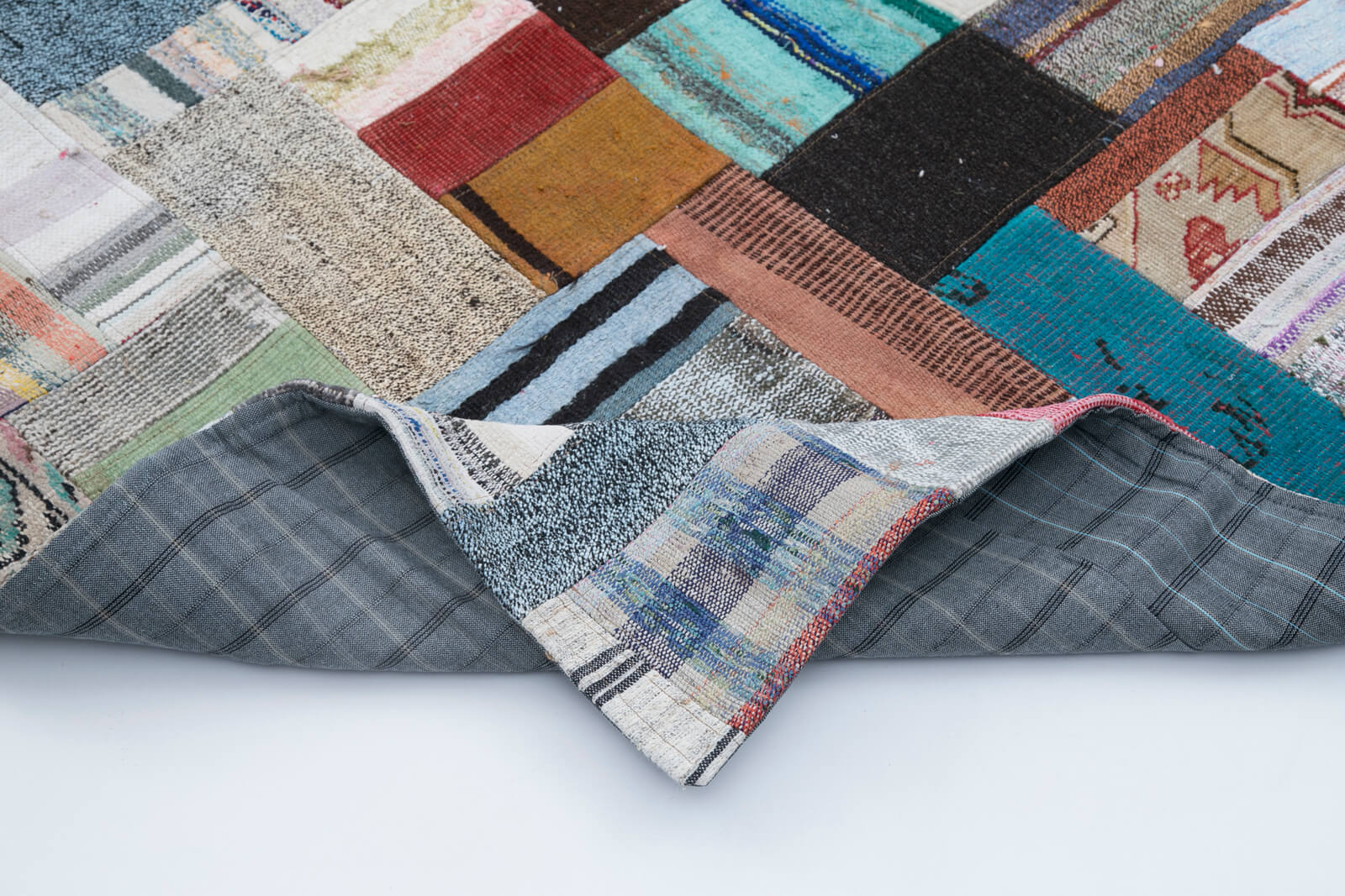 Kirk Yama Grey Patchwork Cotton Wool Handmade Area Rug 8'1'' x 10'0''