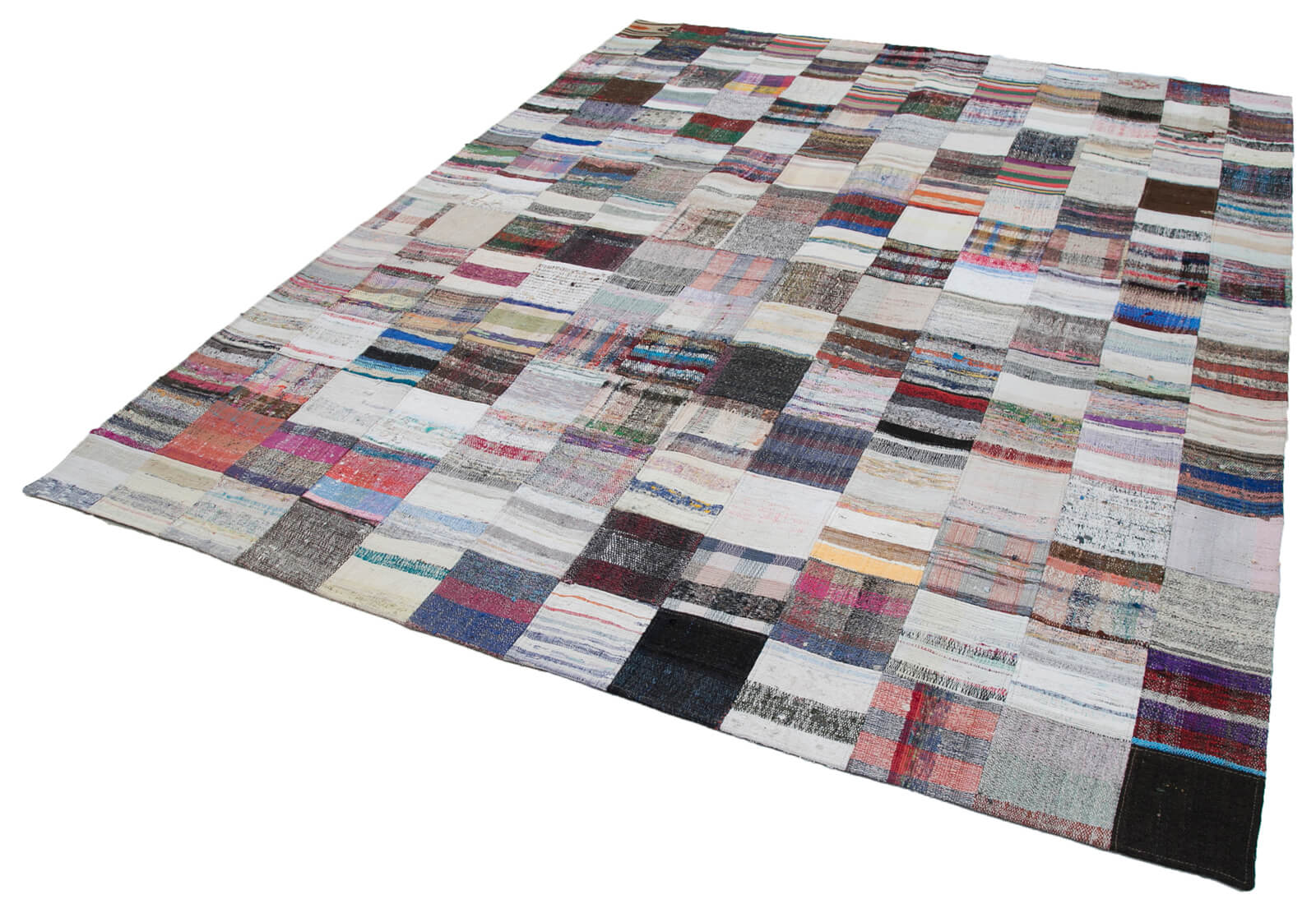 Handmade Patchwork Rug – Kirk Yama Grey Cotton Wool Area Rug 7'11'' x 9'9''