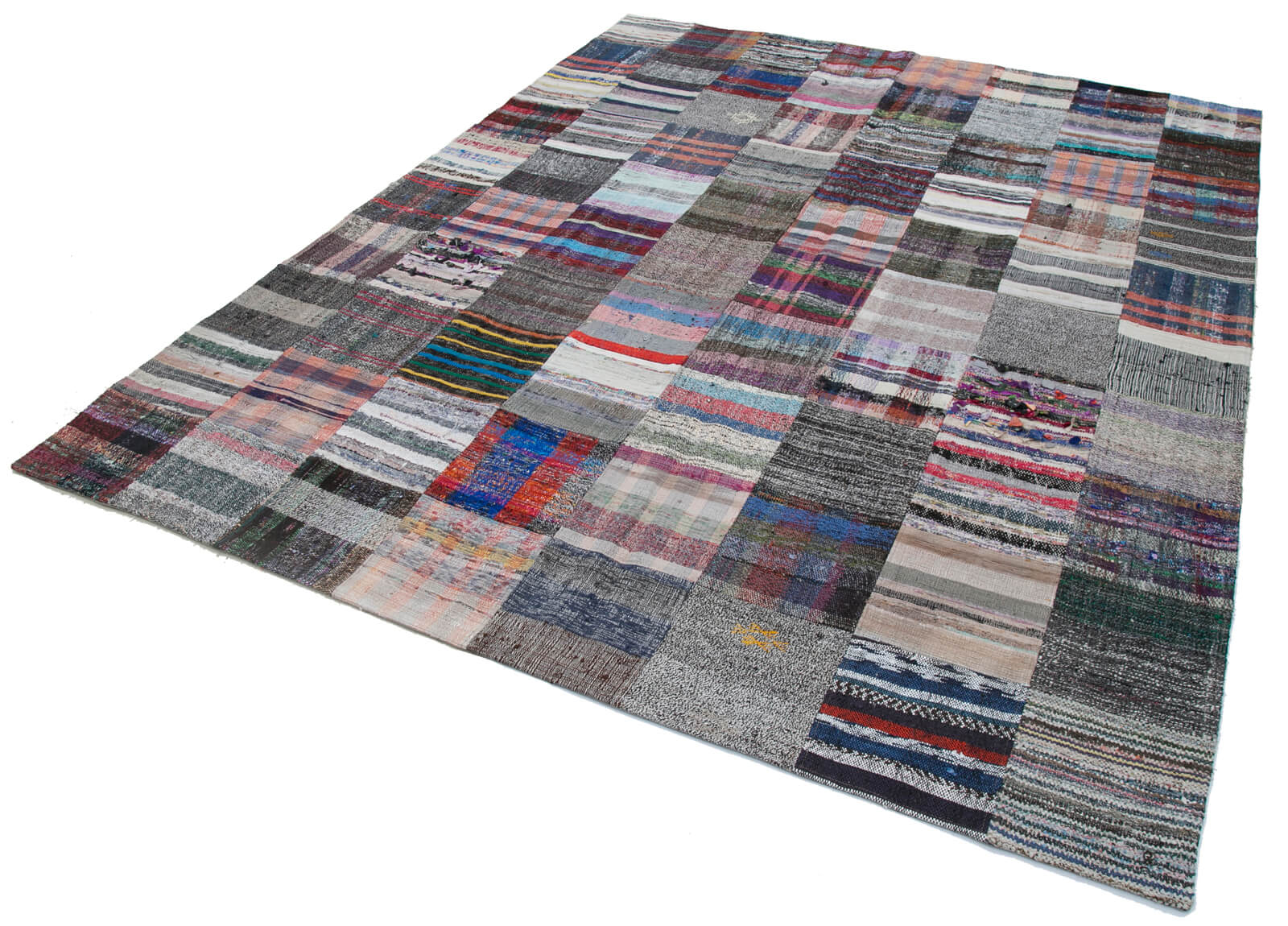 Handmade Patchwork Rug - Kirk Yama Grey Cotton Wool Area Rug 7'10'' x 9'9''