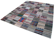 Handmade Patchwork Rug - Kirk Yama Grey Cotton Wool Area Rug 7'10'' x 9'9''