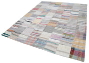 Handmade Patchwork Rug - Kirk Yama Grey Cotton Wool Carpet 7'11''x9'10''