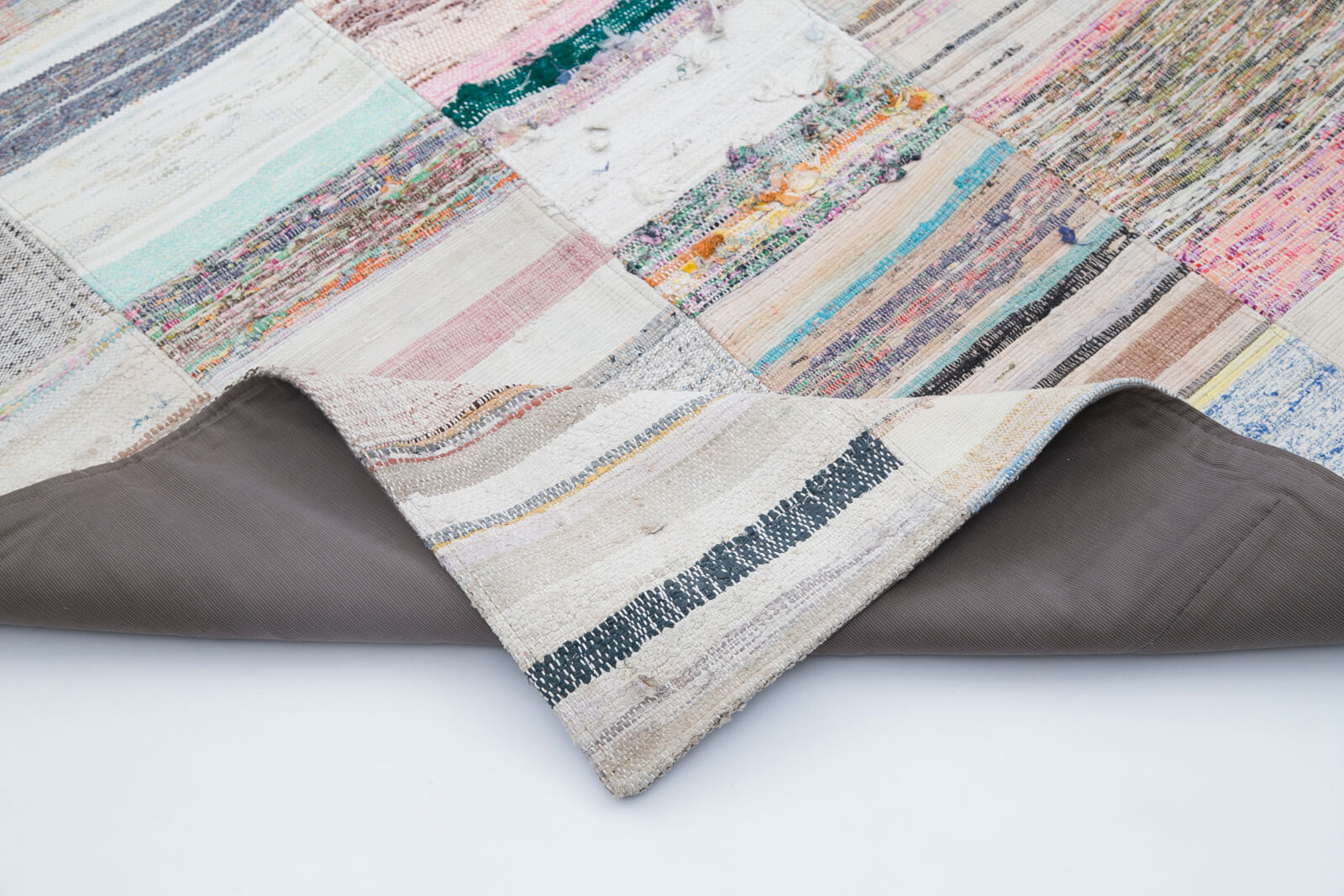 Handmade Patchwork Rug - Kirk Yama Grey Cotton Wool Carpet 7'11''x9'10''