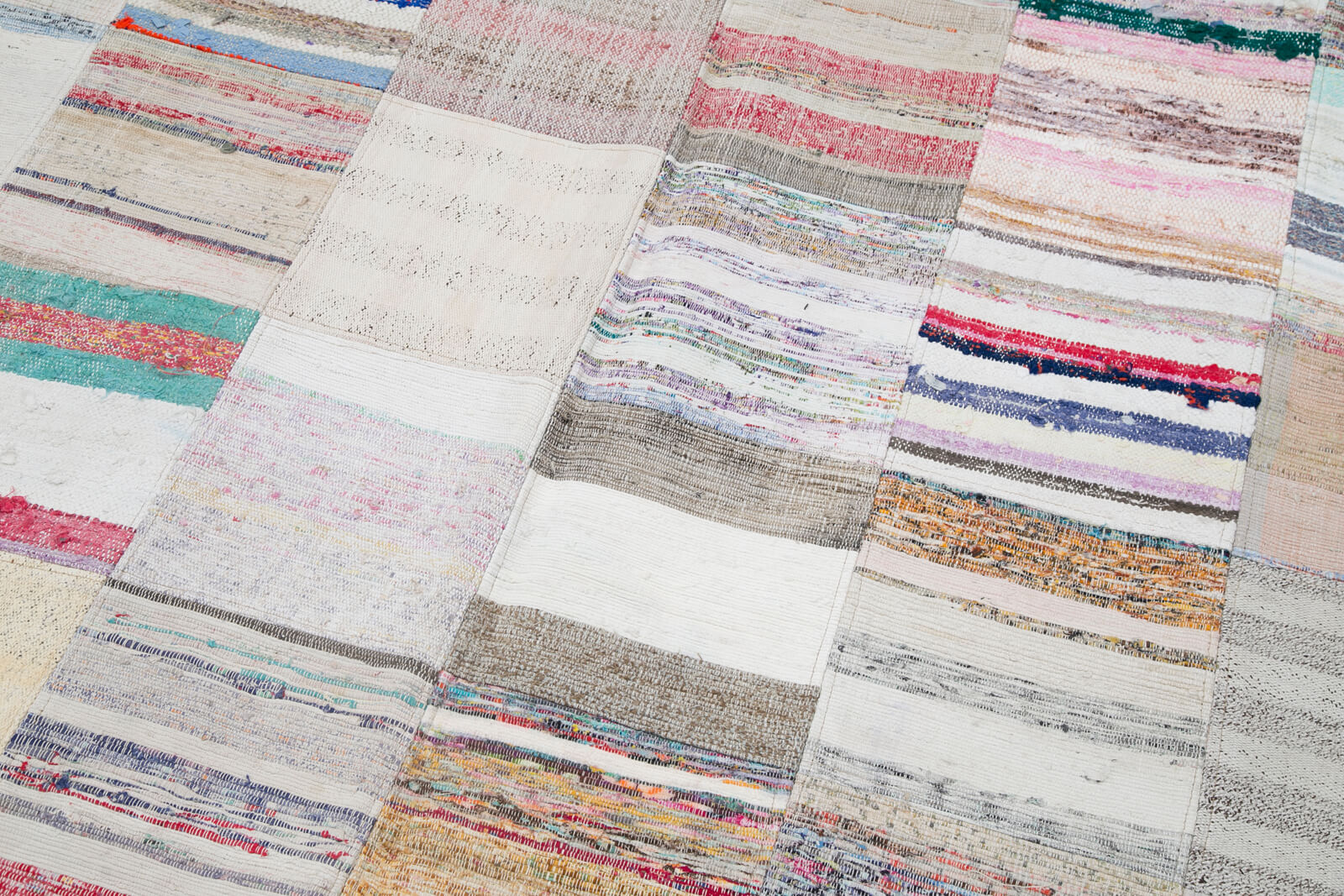 Handmade Patchwork Rug - Kirk Yama Grey Cotton Wool Carpet 7'11''x9'10''