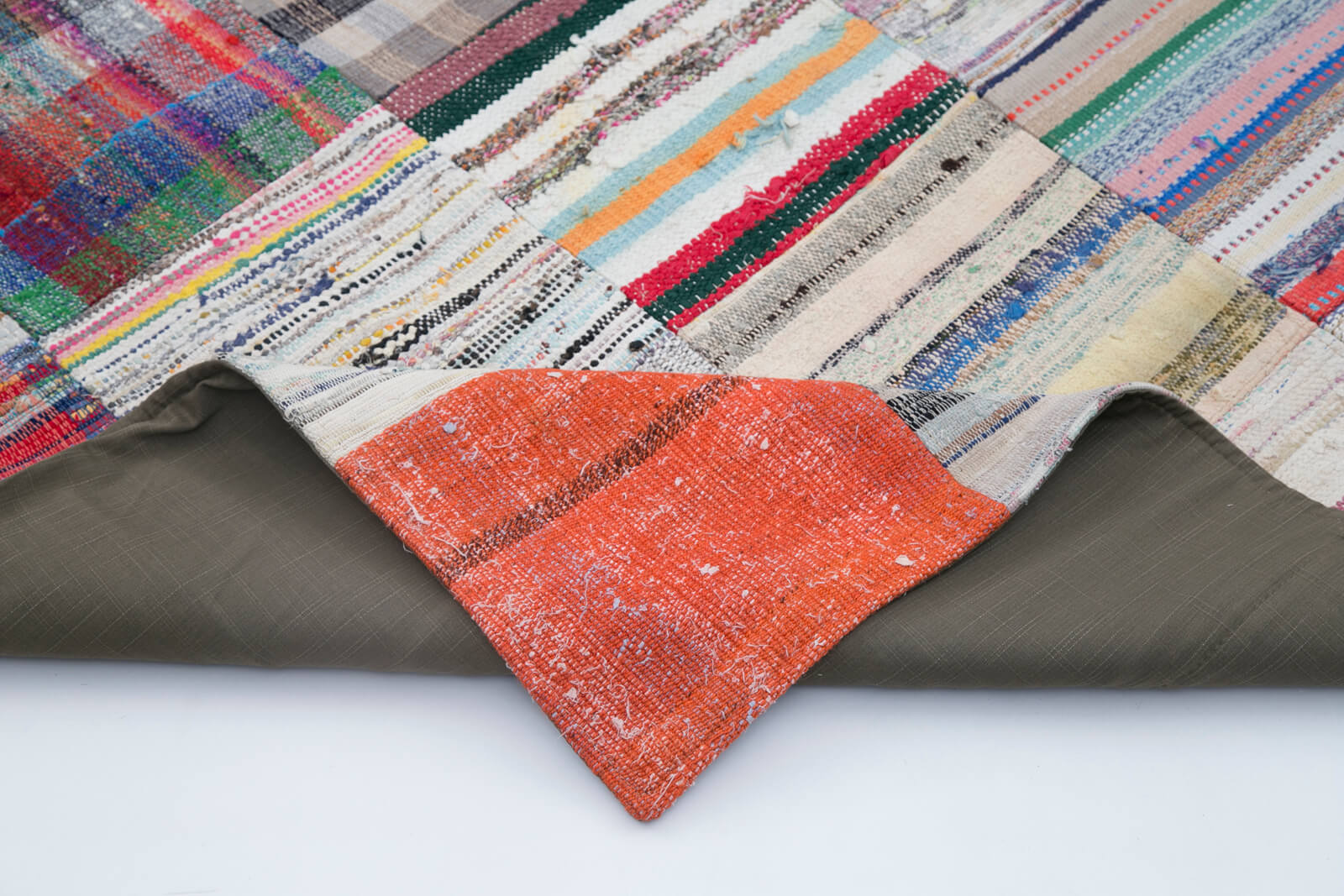 Handmade Patchwork Rug - Grey Cotton Wool Vintage Area Rug 7'9''x9'10''