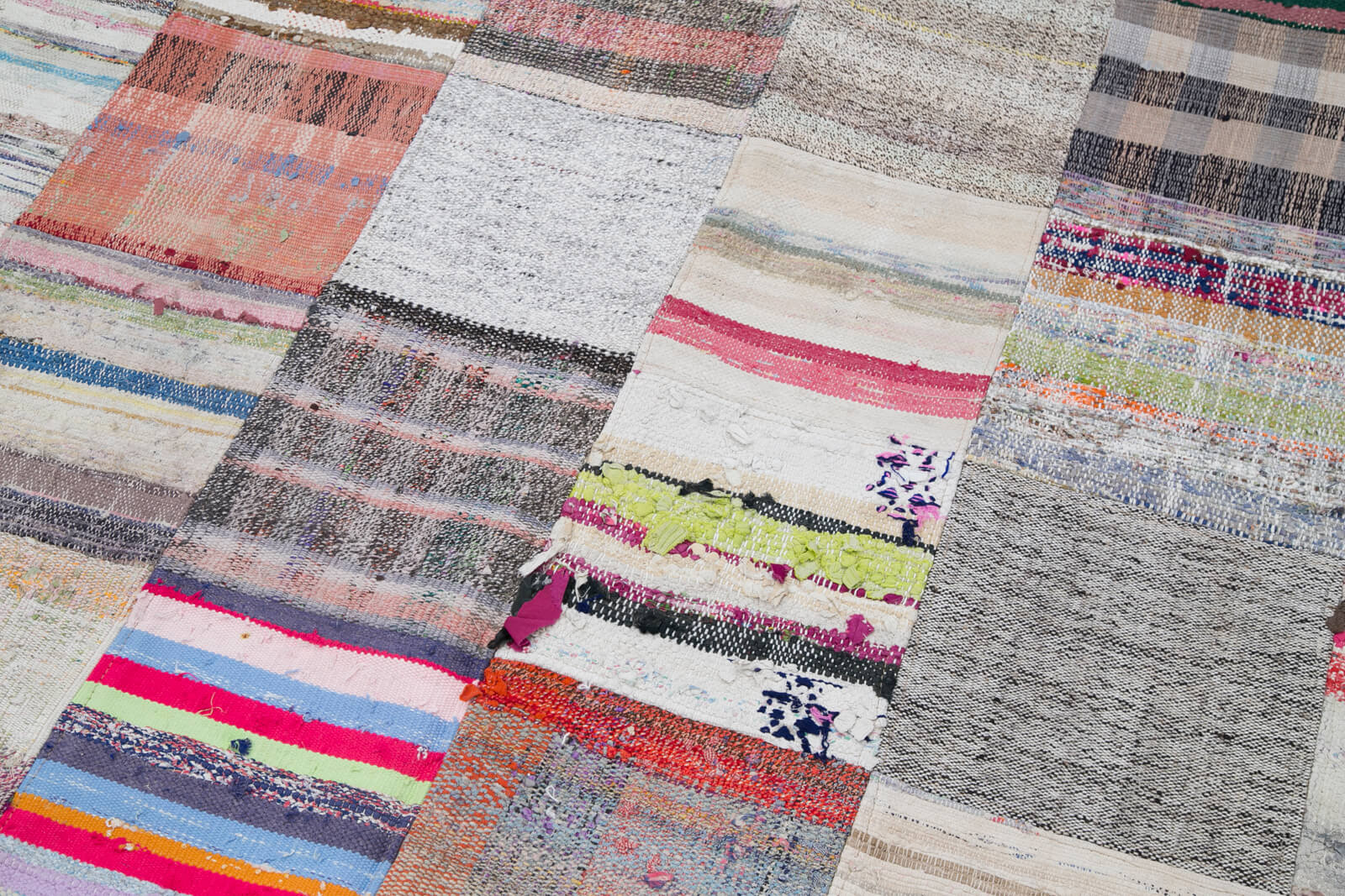 Handmade Patchwork Rug - Grey Cotton Wool Vintage Area Rug 7'9''x9'10''