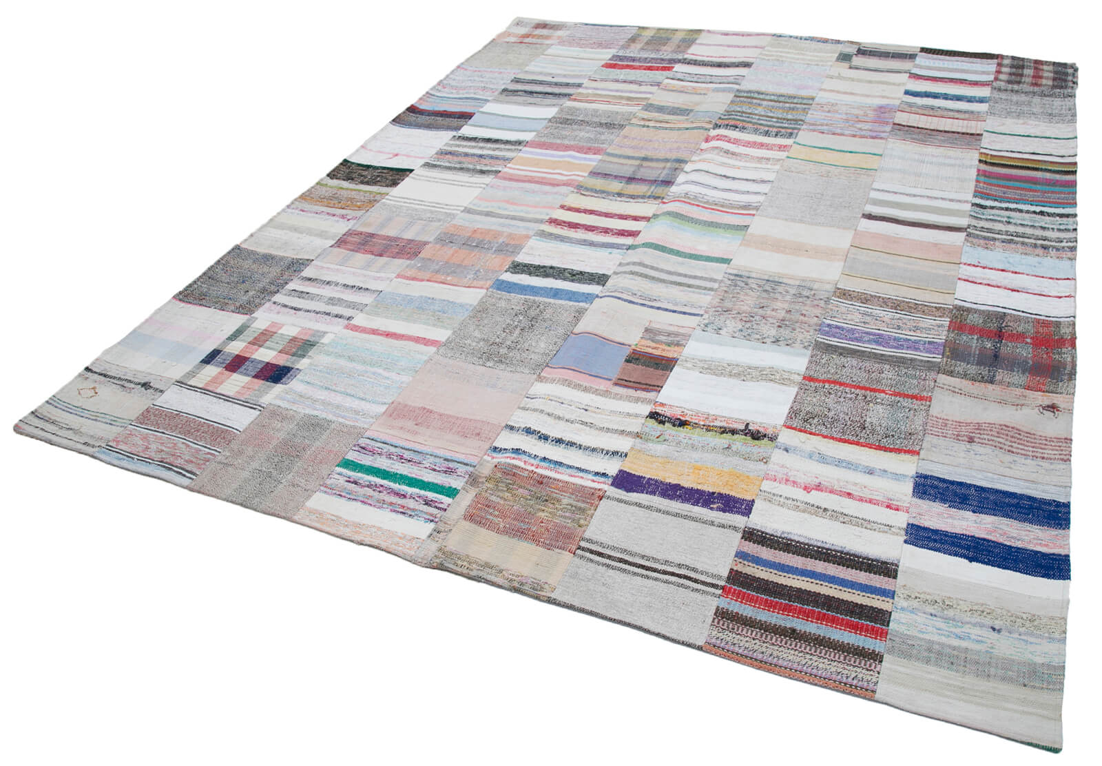 Handmade Patchwork Rug - Kirk Yama Grey Cotton Wool Area Rug 8'2''x10'