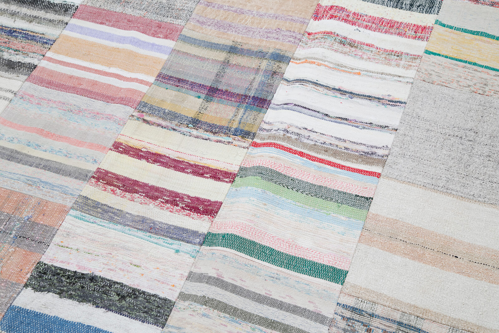 Handmade Patchwork Rug - Kirk Yama Grey Cotton Wool Area Rug 8'2''x10'