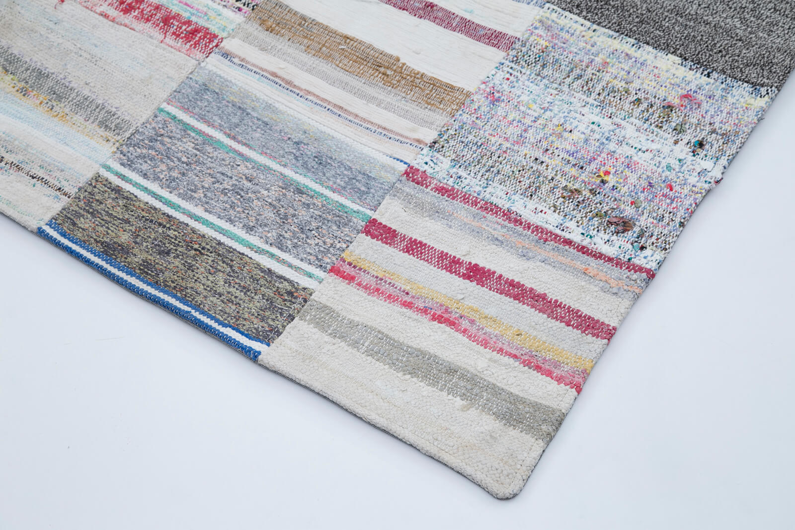 Handmade Patchwork Rug - Kirk Yama Grey Patchwork Carpet 8'2''x10'1'' Cotton Wool