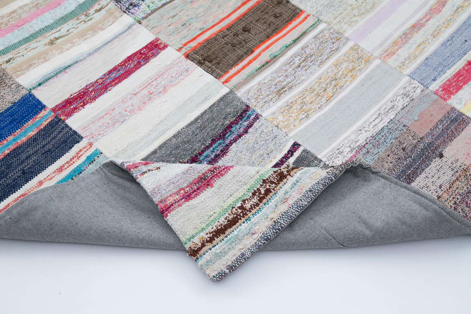 Handmade Patchwork Rug - Kirk Yama Grey Patchwork Carpet 8'2''x10'1'' Cotton Wool