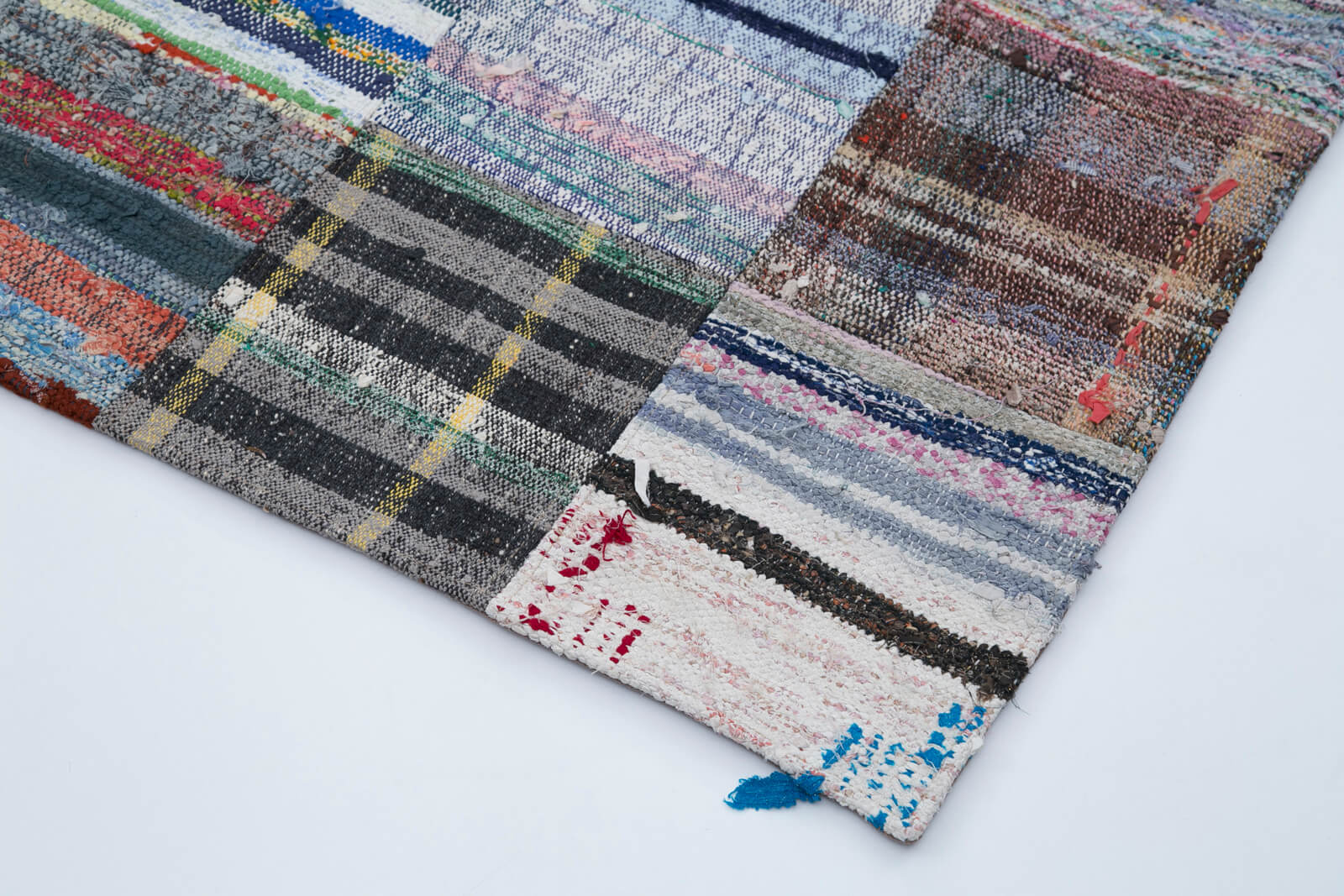 Handmade Area Rug – Grey Patchwork Rug Cotton Wool Carpet 7'10"x9'10" Durable