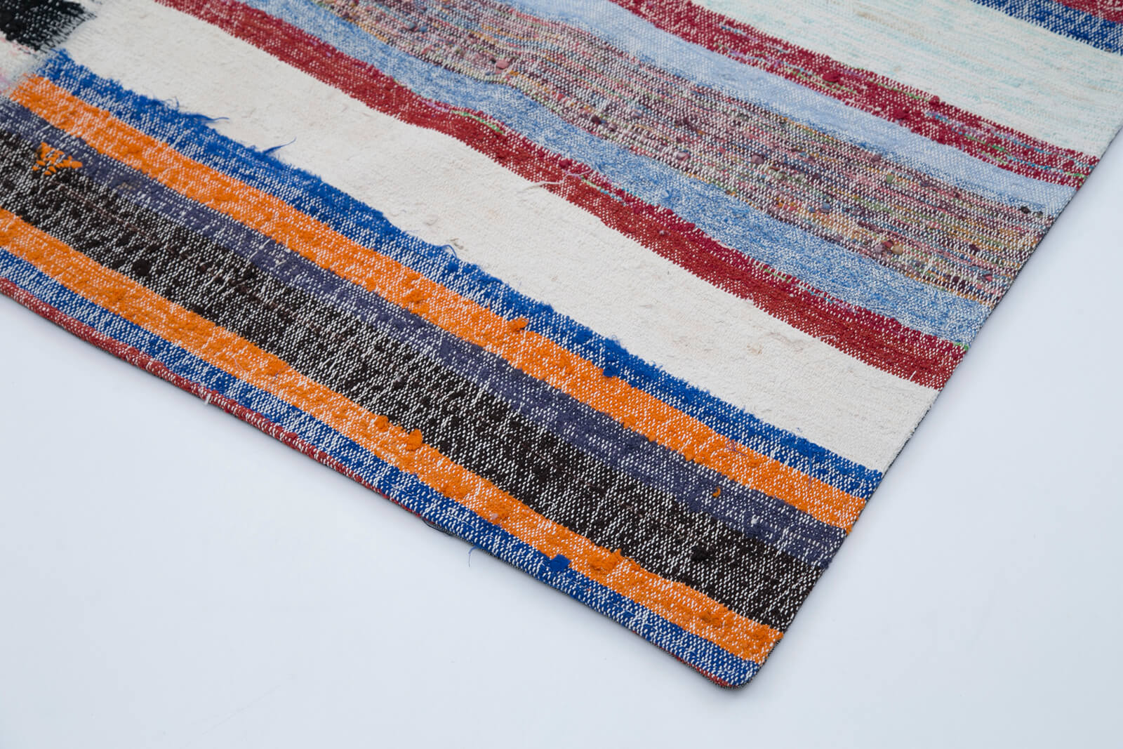 Handmade Patchwork Rug - Grey Area Rug Cotton Wool Vintage Turkish Carpet 8'x9'10''