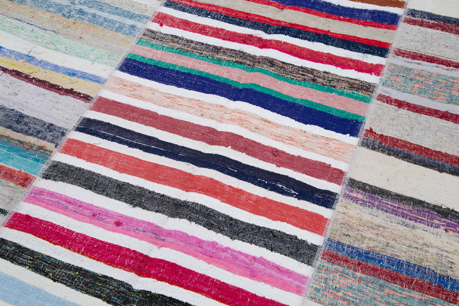 Handmade Patchwork Rug - Grey Area Rug Cotton Wool Vintage Turkish Carpet 8'x9'10''