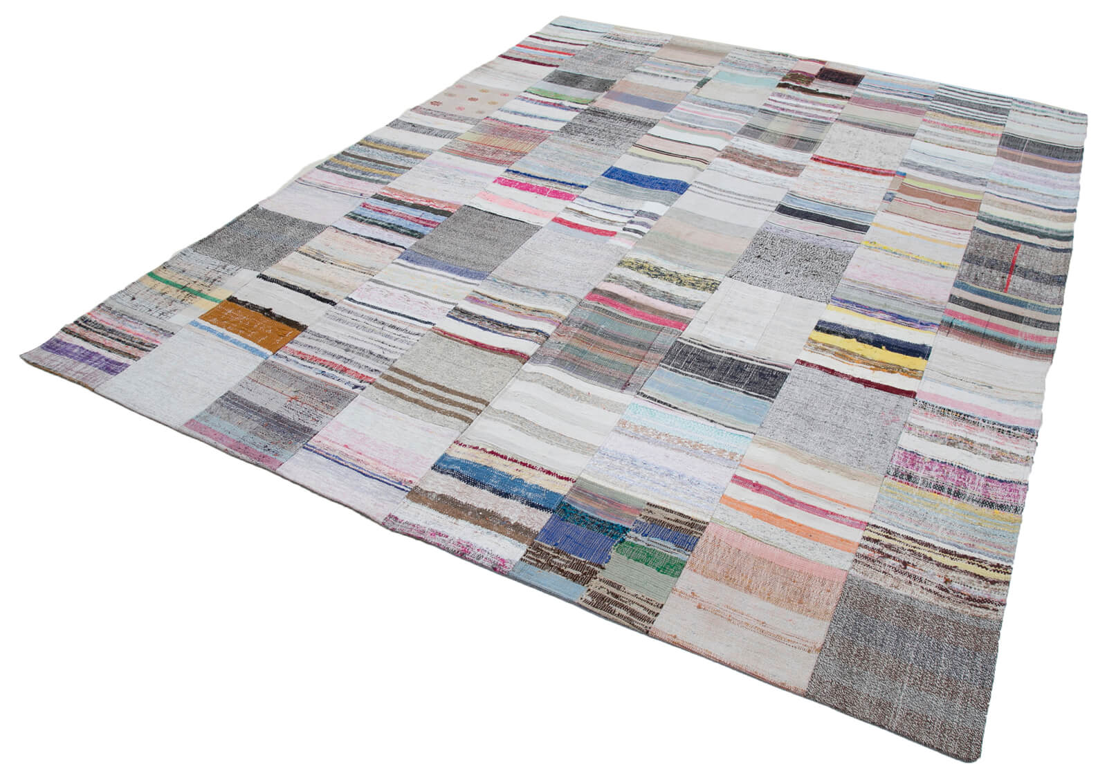 Handmade Patchwork Rug - Kirk Yama Grey Cotton Wool Area Rug 8'2'' x 10'0''
